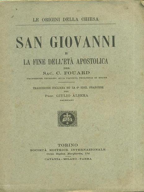 San Giovanni e la fine dell'etàapostolica - C. Fouard - copertina