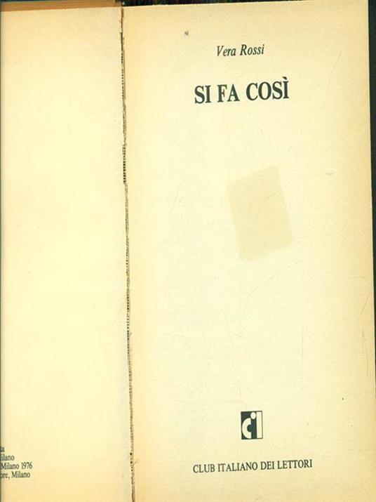 Si fa cosi - Vittoria Rossi - copertina