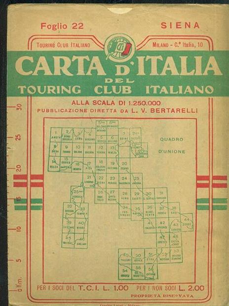 Carta d'Italia. Foglio 22: Siena - Luigi V. Bertarelli - 9