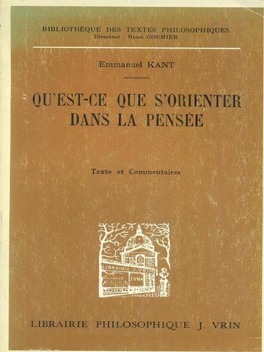 Qùest-ce que s'orienter dans la pensee - Immanuel Kant - 8