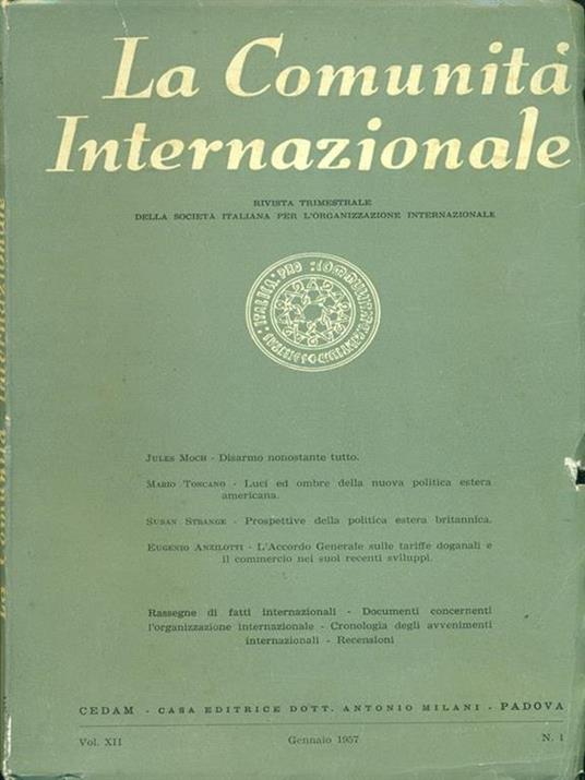 La comunità internazionale n. 1. Gennaio 1957 - copertina