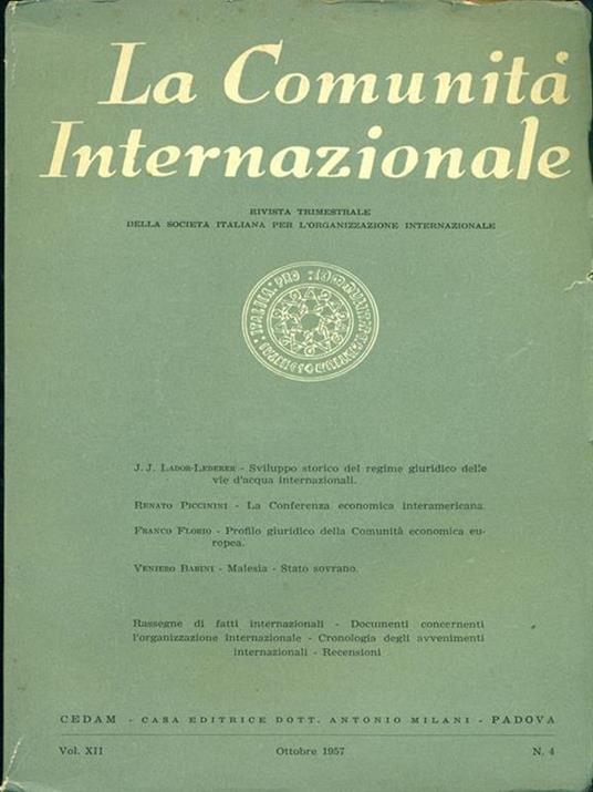 La comunità internazionale n. 4. Ottobre 1957 - 6