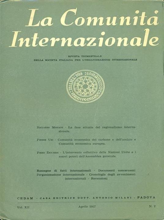 La comunità internazionale n. 2. aprile 1957 - copertina