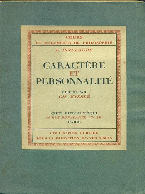 Caractere et Personnalite - copertina