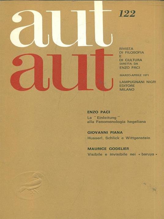 Aut Aut N. 122/Marzo-aprile 1971 - copertina