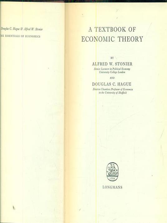 A textbook of economic theory - Stonier,Hague - copertina