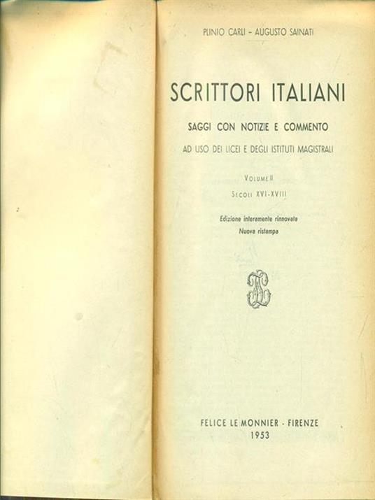 Scrittori italiani. Vol. II - Gian Rinaldo Carli,Augusto Sainati - 10