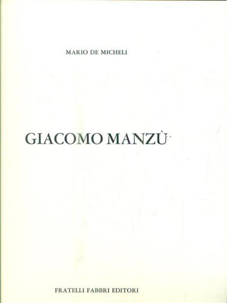 Manzù - Mario De Micheli - copertina