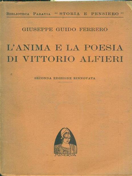 L' anima e la poesia di Vittorio Alfieri - Giuseppe G. Ferrero - copertina