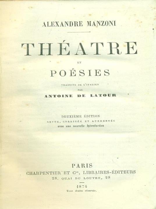 Theatre ed poesies - Alexandre Manzoni - 12