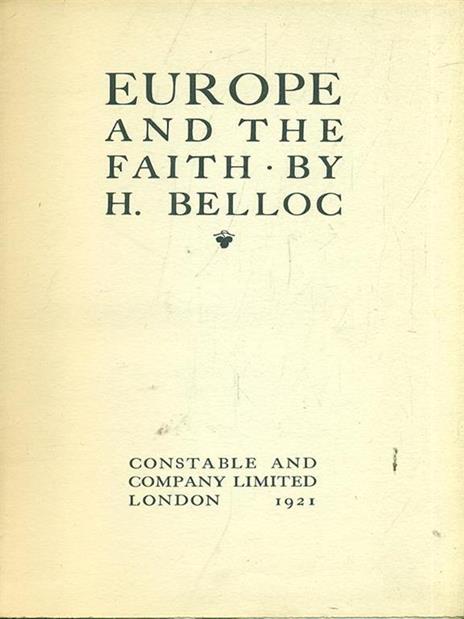 Europe and the Faith - Hilaire Belloc - copertina