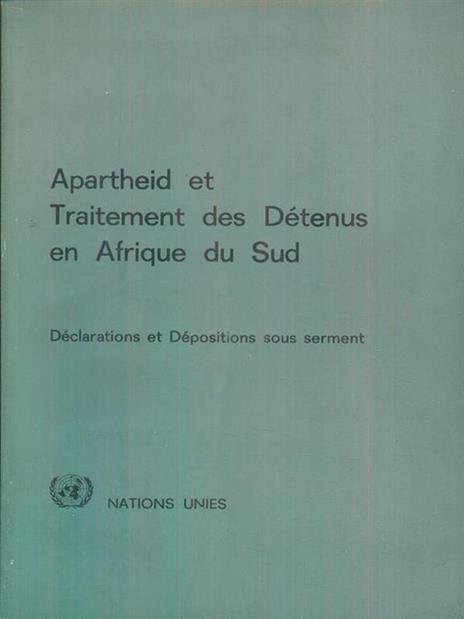 Apartheid et traitement des detenus en afrique du sud - copertina