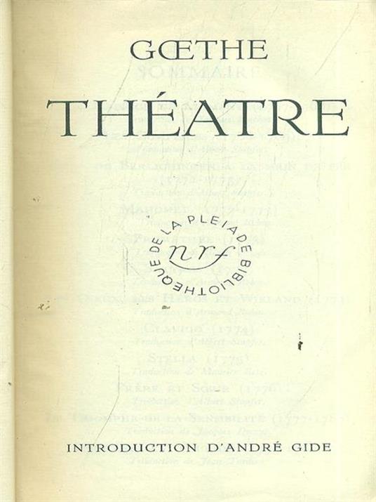 Theatre Complet - Johann Wolfgang Goethe - copertina