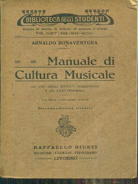 Manuale di Cultura musicale - Arnaldo Bonaventura - copertina