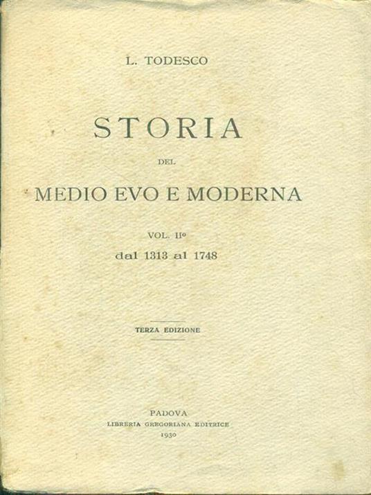 Storia del medio evo e moderna. Vol. II - copertina