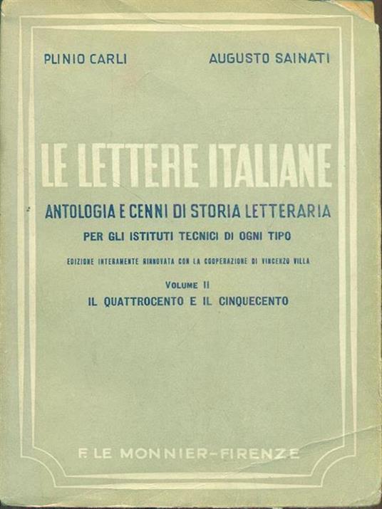 Le lettere italiane volume II - Gian Rinaldo Carli,Augusto Sainati - copertina