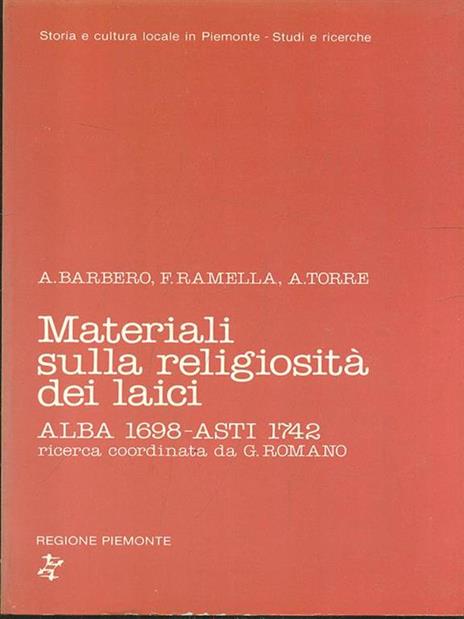 Materiali sulla religiosità dei laici - Alessandro Barbero - copertina