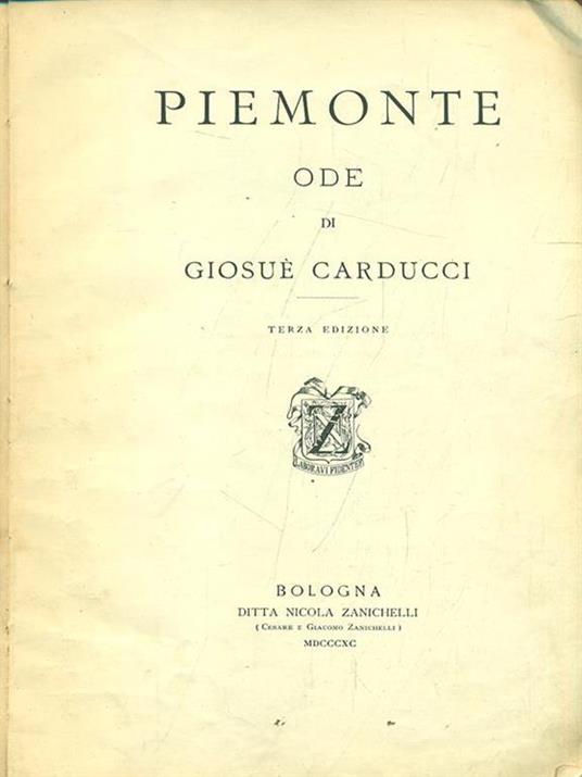 Piemonte - Giosuè Carducci - copertina