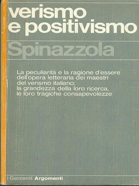 Verismo e positivismo - Vittorio Spinazzola - copertina
