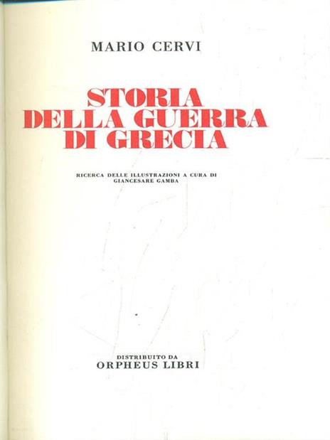 Storia della guerra di Grecia - Mario Cervi - copertina