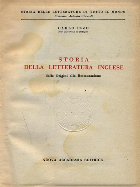 Storia della letteratura inglese - Carlo Izzo - copertina