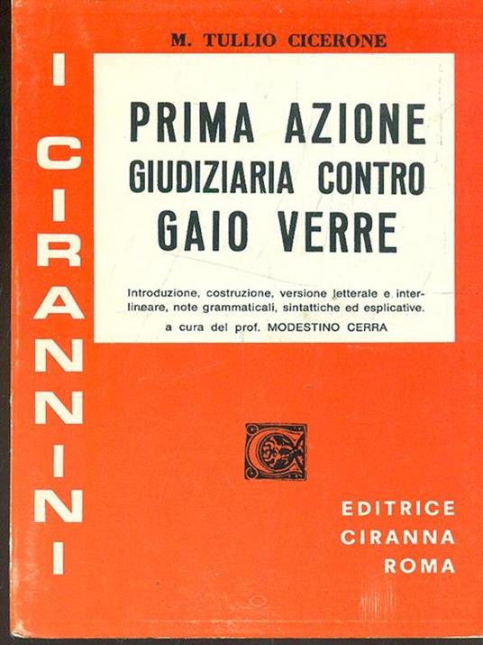 Prima azione giudiziaria contro Gaio Verre - M. Tullio Cicerone - copertina