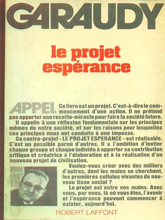 Le projet esperance - Roger Garaudy - copertina