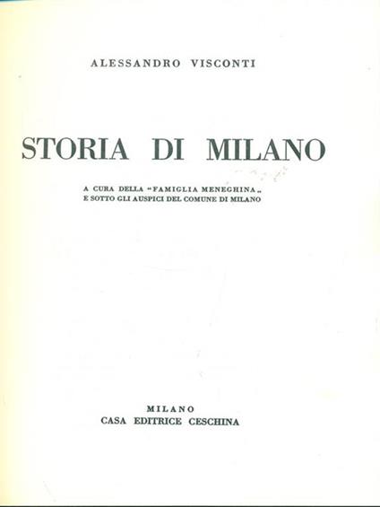 Storia di Milano - Alessandro Visconti - copertina