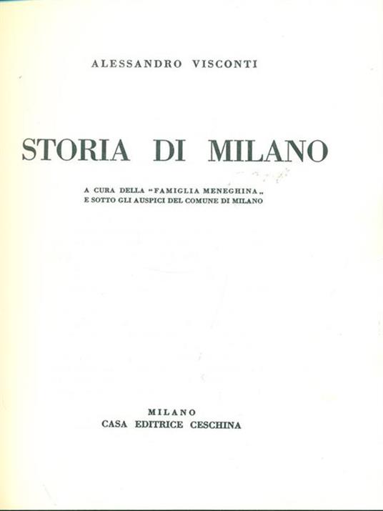 Storia di Milano - Alessandro Visconti - copertina