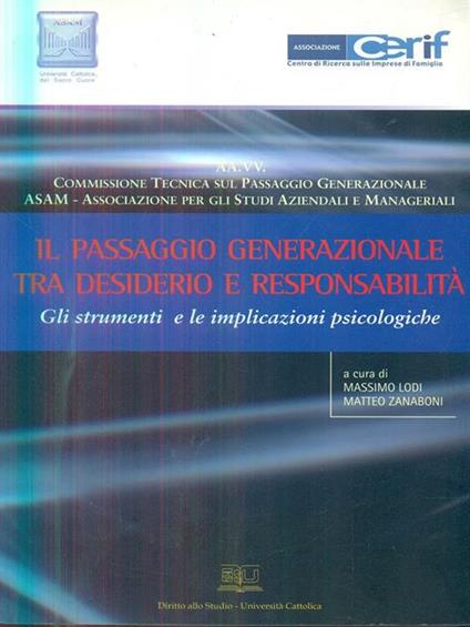 Il passaggio generazionale tra desiderio e responsabilità - copertina