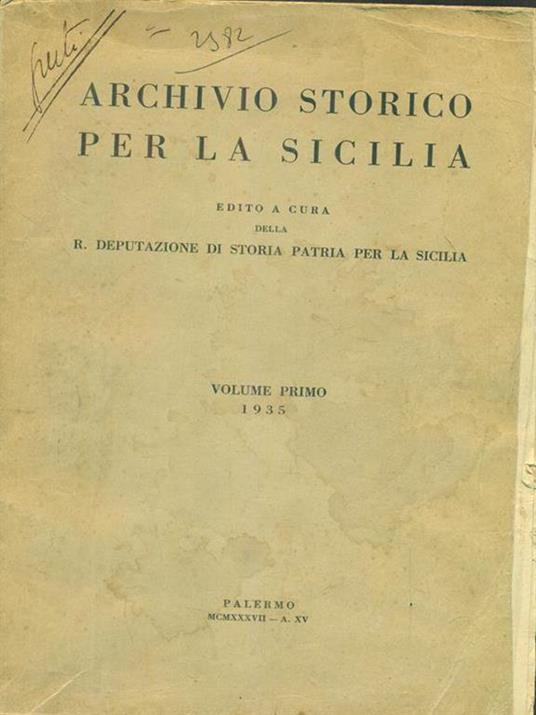 Archivio storico per la sicilia volume primo 1935 Libro Usato