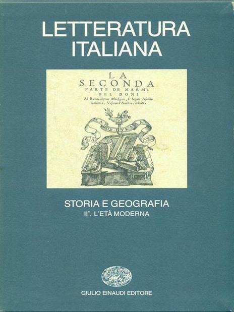 Letteratura italiana Storia e geografia II L'età moderna 2 vol - copertina