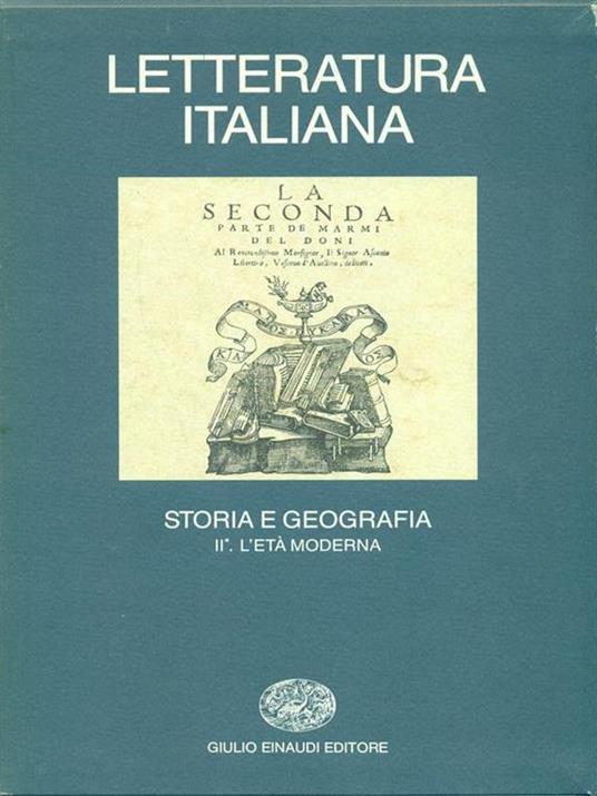 Letteratura italiana Storia e geografia II L'età moderna 2 vol - copertina