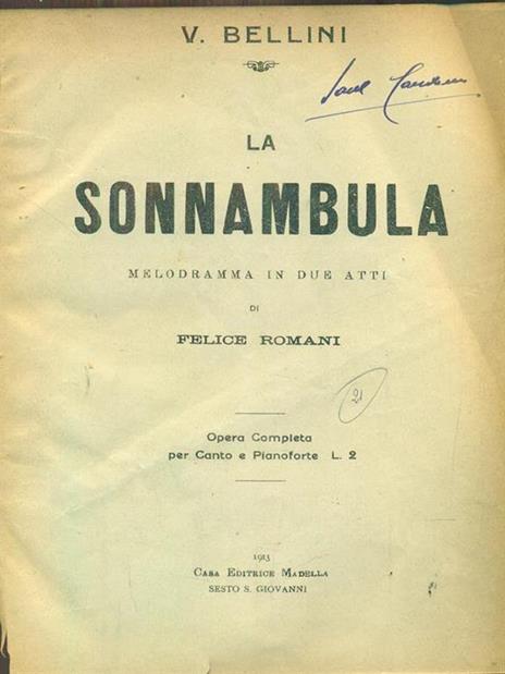 La sonnambula - Vincenzo Bellini - copertina