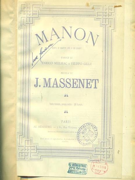 Manon - Jules Massenet - copertina