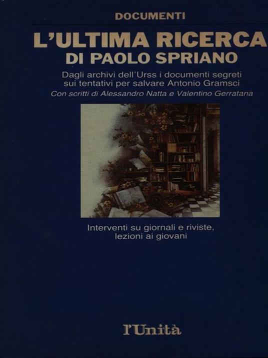 L' ultima ricerca di Paolo Spriano - copertina