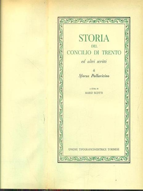 Storia del concilio di trento - Pietro Sforza Pallavicino - copertina