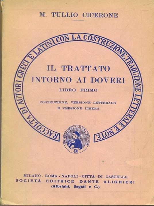 Il trattato intorno ai doveri libro primo - M. Tullio Cicerone - copertina