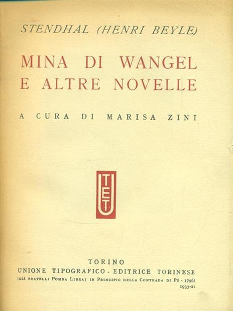 Mina di Wangel e altri racconti - Marisa Zini - copertina