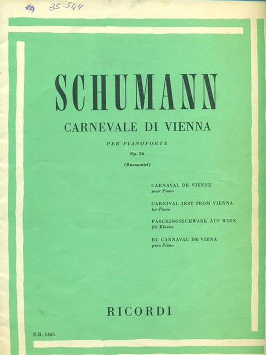 Carnevale di Vienna per pianoforte - Robert Schumann - copertina