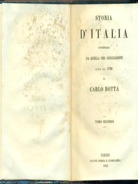 Storia d'Italia 1534-1789 / 2 - Carlo Botta - copertina