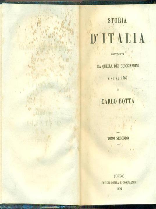 Storia d'Italia 1534-1789 / 2 - Carlo Botta - copertina