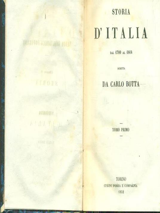 Storia d'Italia 1789-1814 / 1 - Carlo Botta - copertina