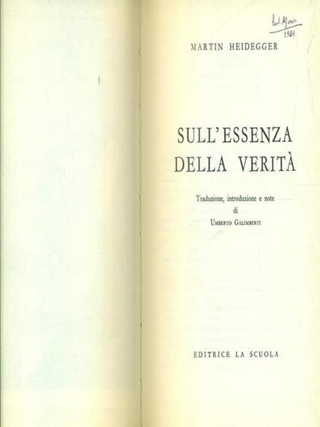 Sull'essenza della verità - Martin Heidegger - copertina