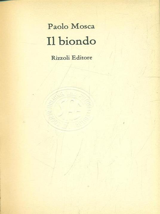 Il biondo - Paolo Mosca - copertina