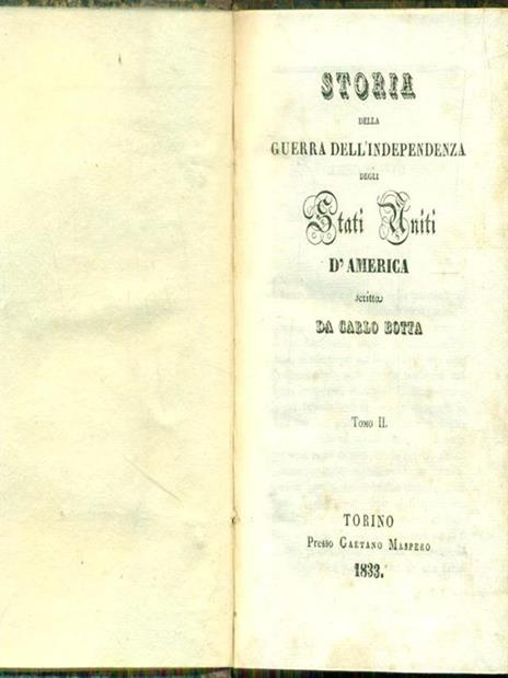 Storia della guerra dell'indipendenza degli Stati Uniti d'America 2 - Carlo Botta - copertina