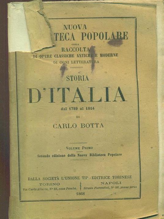 Storia d'Italia dal 1789 al 1814 volume primo - Carlo Botta - 5