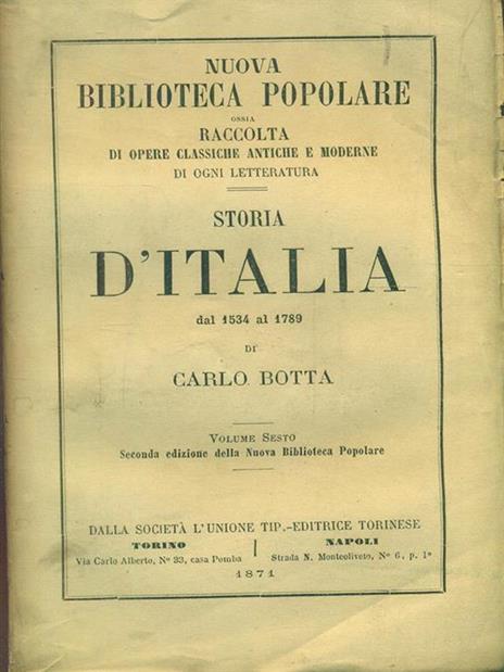 Storia d'Italia dal 1534 al 1789 volume sesto - Carlo Botta - 9