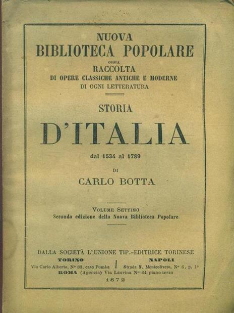 Storia d'Italia dal 1534 al 1789 volume settimo - Carlo Botta - 9