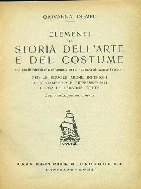 Elementi di storia dell'arte e del costume - copertina